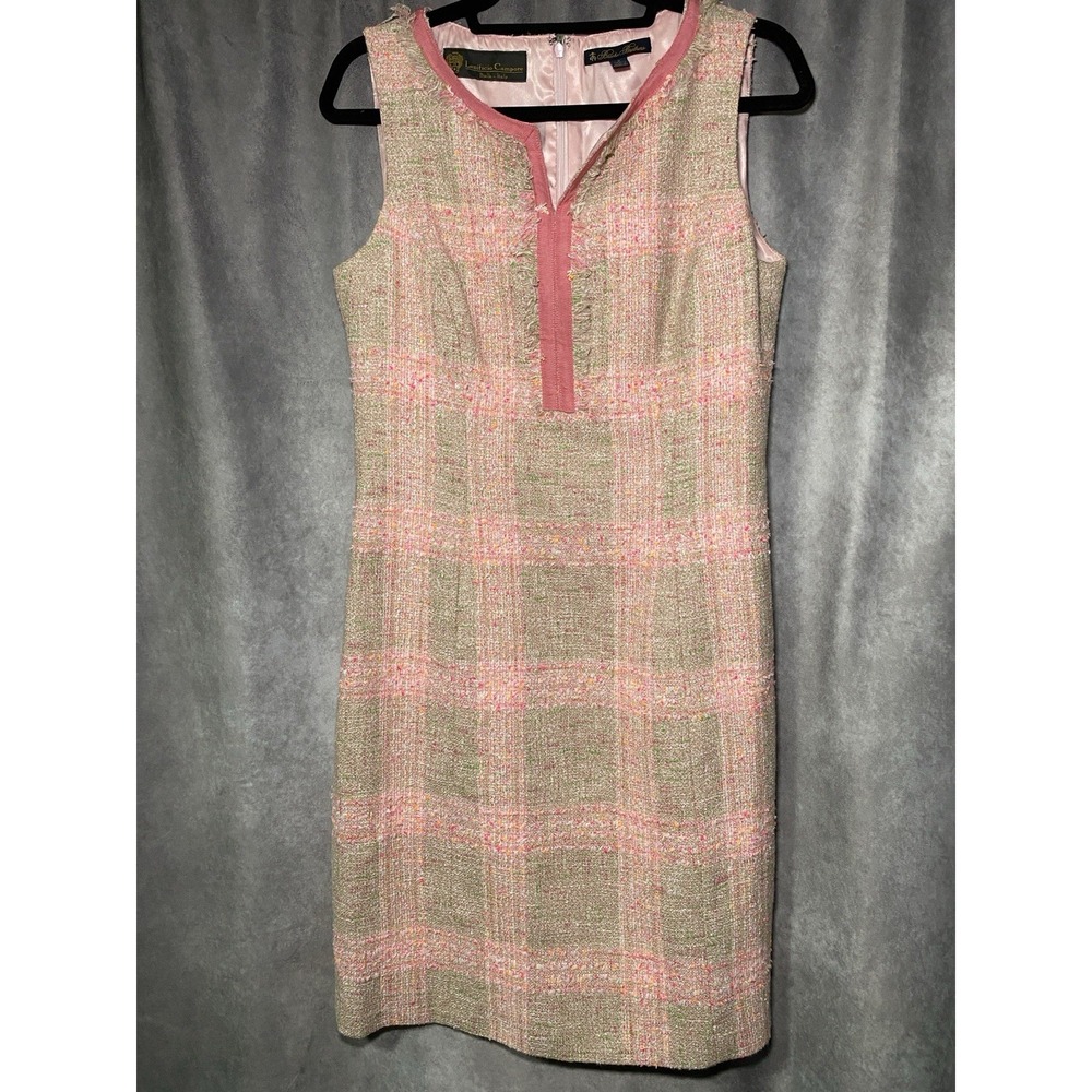 Brooks Brothers Lanificio Campore Italian Women's Pink Tweed Sheath Dress Size 8
